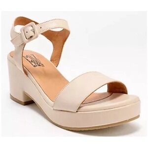 New Miz Mooz Gillie Leather Platform Heeled Sandals Cream EUโ 37 US 6.5-7
